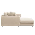 Hoekbank LAYAA met chaise longue Geweven stof Saia: Beige - Breedte: 238 cm - Longchair vooraanzicht links