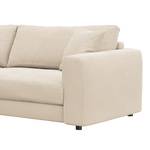 Hoekbank LAYAA met chaise longue Geweven stof Saia: Beige - Breedte: 238 cm - Longchair vooraanzicht links