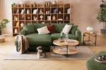 Hoekbank LAYAA met chaise longue Corduroy Snor: Groen - Breedte: 238 cm - Longchair vooraanzicht links