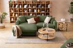 Hoekbank LAYAA met chaise longue Corduroy Snor: Groen - Breedte: 238 cm - Longchair vooraanzicht links