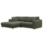 Ecksofa LAYAA mit Longchair Webstoff Saia: Graugrün meliert - Breite: 238 cm - Longchair davorstehend links