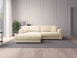 Hoekbank LAYAA met chaise longue Corduroy Snor: Beige - Breedte: 238 cm - Longchair vooraanzicht links