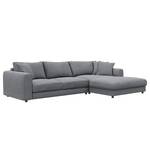 Ecksofa LAYAA mit Longchair Webstoff Saia: Steingrau - Breite: 286 cm - Longchair davorstehend rechts