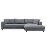 Ecksofa LAYAA mit Longchair Webstoff Saia: Steingrau - Breite: 286 cm - Longchair davorstehend rechts