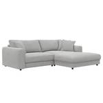 Hoekbank LAYAA met chaise longue Geweven stof Saia: Lichtgrijs - Breedte: 238 cm - Longchair vooraanzicht rechts