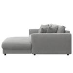 Hoekbank LAYAA met chaise longue Geweven stof Saia: Lichtgrijs - Breedte: 238 cm - Longchair vooraanzicht rechts