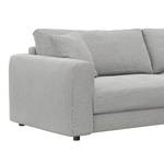 Hoekbank LAYAA met chaise longue Geweven stof Saia: Lichtgrijs - Breedte: 238 cm - Longchair vooraanzicht rechts