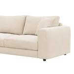 Hoekbank LAYAA met chaise longue Geweven stof Saia: Beige - Breedte: 286 cm - Longchair vooraanzicht links