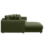 Hoekbank LAYAA met chaise longue Corduroy Snor: Groen - Breedte: 286 cm - Longchair vooraanzicht links