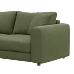 Hoekbank LAYAA met chaise longue Corduroy Snor: Groen - Breedte: 286 cm - Longchair vooraanzicht links