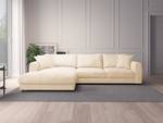 Ecksofa LAYAA mit Longchair Bouclé Stoff Bony: Beige - Breite: 286 cm - Longchair davorstehend links