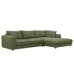 Ecksofa LAYAA mit Longchair Cordstoff Snor: Grün - Breite: 286 cm - Longchair davorstehend rechts