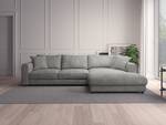 Ecksofa LAYAA mit Longchair Bouclé Stoff Bony: Grau - Breite: 286 cm - Longchair davorstehend rechts