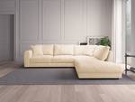 Ecksofa LAYAA mit Ottomane Bouclé Stoff Bony: Beige - Ottomane davorstehend rechts