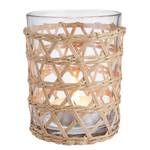 Teelichthalter LE HAVRE Glas / Rattan - Höhe: 12 cm