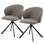 Chaises capitonnées Kolmos - Lot de 2 Tissu structuré Badia: Gris