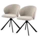 Chaises capitonnées Kolmos - Lot de 2 Tissu Bouclé Moena: Beige