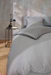 Parure de lit en satin brillante Ease Coton - Gris - 155 x 220 cm + oreiller 80 x 80 cm