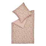 Parure de lit en satin brillante Leaves Coton - Rose - 155 x 220 cm + oreiller 80 x 80 cm