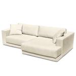 Ecksofa Grety mit Wechselbezug Webstoff Stormy: Creme - Longchair davorstehend rechts