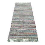 Tapis de couloir Kelim Chindi Vert - 80 x 350 cm