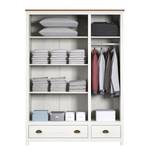 Armoire à portes battantes Akebia Pin massif - Blanc - Largeur : 136 cm