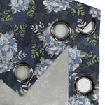 Gordijn met ringen Wildrose set van 2 polyester - groen/donkerblauw/lichtblauw - Hoogte: 245 cm