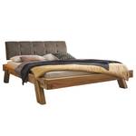 Houten bed Byvallen massief eikenhout/kunstleer - 180 x 200cm