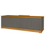 Meuble TV Casares cannelé avec  insert Pin massif - Gris/Pin marron - Largeur : 166 cm