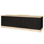 Meuble TV Casares cannelé Pin massif - Noir / Pin crème - Largeur : 166 cm