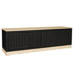 Meuble TV Casares cannelé Pin massif - Noir / Pin crème - Largeur : 166 cm