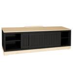 Meuble TV Casares cannelé Pin massif - Noir / Pin crème - Largeur : 166 cm