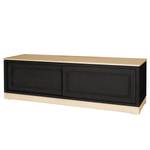 Meuble TV Casares lisse avec  insert Pin massif - Noir / Pin crème - Largeur : 166 cm