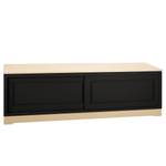 Meuble TV Casares lisse avec  insert Pin massif - Noir / Pin crème - Largeur : 166 cm