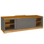 Meuble TV Casares lisse avec  insert Pin massif - Gris/Pin marron - Largeur : 166 cm