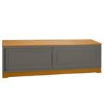 Meuble TV Casares lisse avec  insert Pin massif - Gris/Pin marron - Largeur : 166 cm