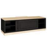 Meuble TV Casares lisse Pin massif - Noir / Pin crème - Largeur : 166 cm