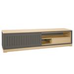 TV-Lowboard Casares Geriffelt m. Einsatz Pinie Massiv - Grau / Pinie Creme - Breite: 206 cm