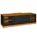 Meuble TV Casares lisse avec  insert Pin massif - Noir/Pin marron - Largeur : 166 cm