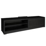 TV-Lowboard Casares Geriffelt Pinie Massiv - Schwarz - Breite: 206 cm