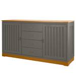 Sideboard Casares Geriffelt Typ A Pinie Massiv - Grau / Pinie Braun