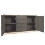 Dressoir Casares geribbeld type A massief pijnboomhout - Grijs / Pijnboomhout creme