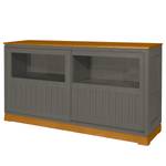 Dressoir Casares geribbeld type B massief pijnboomhout - Grijs / Pijnboomhout bruin