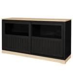 Sideboard Casares Geriffelt Typ B Pinie Massiv - Schwarz / Pinie Creme