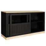 Dressoir Casares geribbeld type B massief pijnboomhout - Zwart/crèmekleurig pijnboomhout