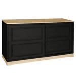 Sideboard Casares Geriffelt Typ E Pinie Massiv - Schwarz / Pinie Creme