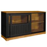 Dressoir Casares geribbeld type C massief pijnboomhout - Zwart / Pijnboomhout bruin