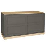 Sideboard Casares Geriffelt Typ D Pinie Massiv - Grau / Pinie Creme