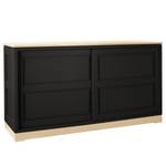 Sideboard Casares Geriffelt Typ D Pinie Massiv - Schwarz / Pinie Creme