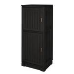 Highboard Casares Geriffelt Pinie Massiv - Schwarz - 2 Türen - Türanschlag links - Ohne